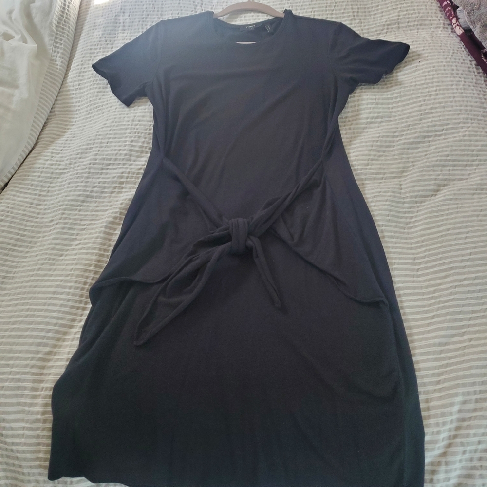 Theory Black Tie-Front Midi Dress